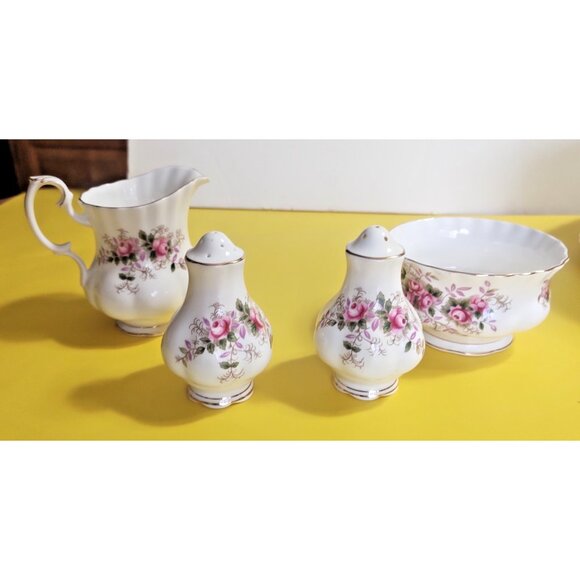 Royal Albert Lavender Rose Cream & Sugar Bowl, Salt & Pepper - Picture 1 of 16